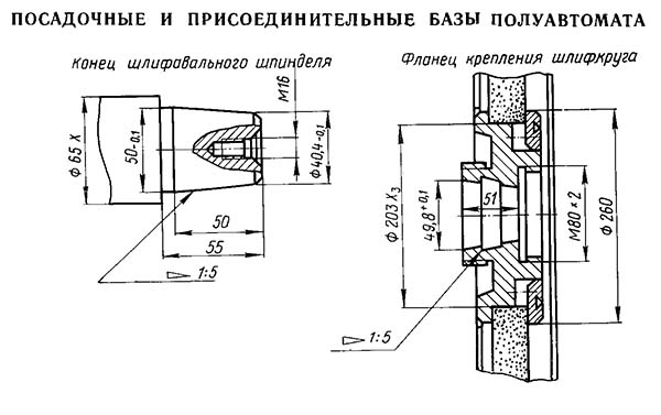 Приєднувальні розміри та посадочні місця верстата 3Б153